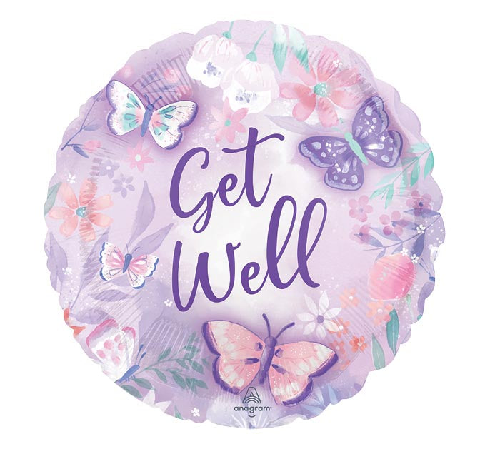 18" Get Well Butterflies Balloon