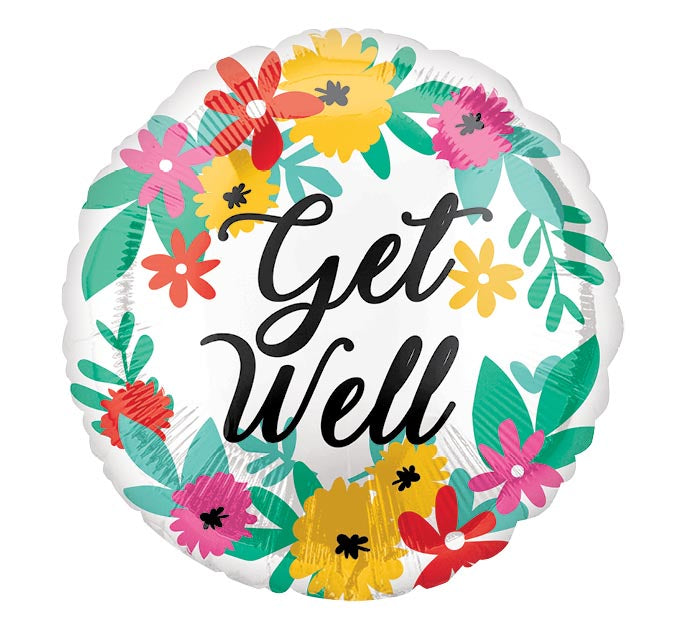 18" Get Well Floral Balloon