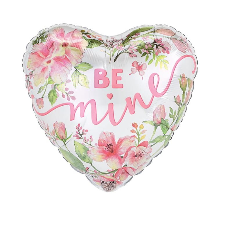 18" Be Mine Savanna Floral Heart Balloon