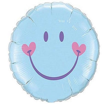 18" Blue Smiley Balloon
