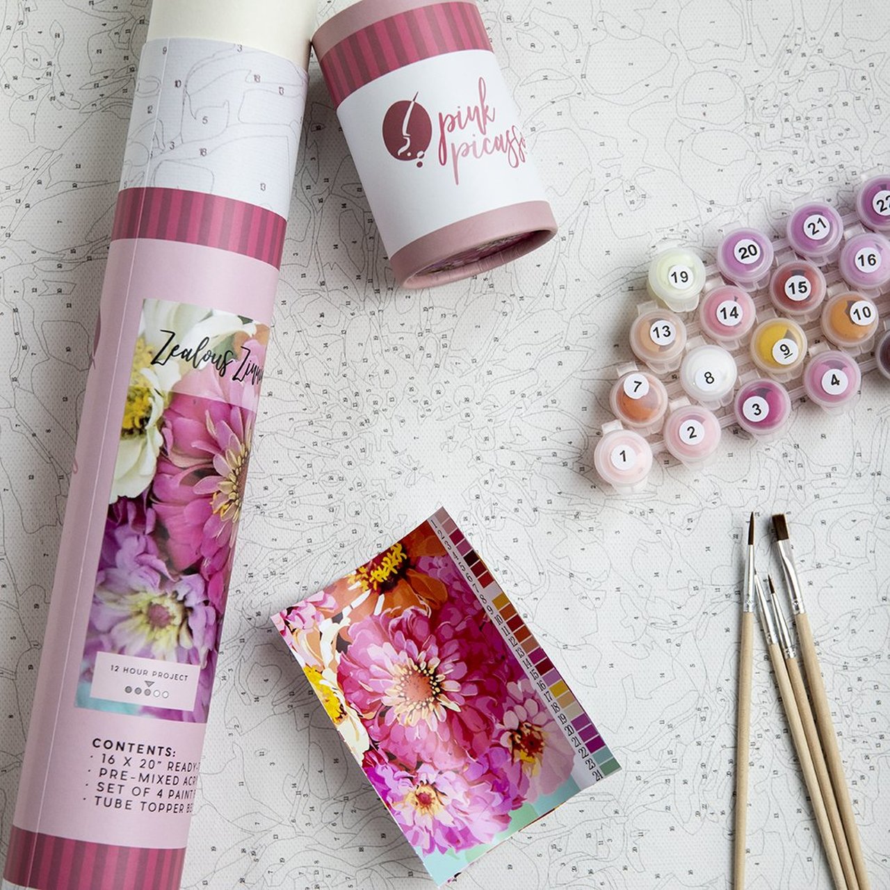 Zealous Zinnias Paint by Number Kit