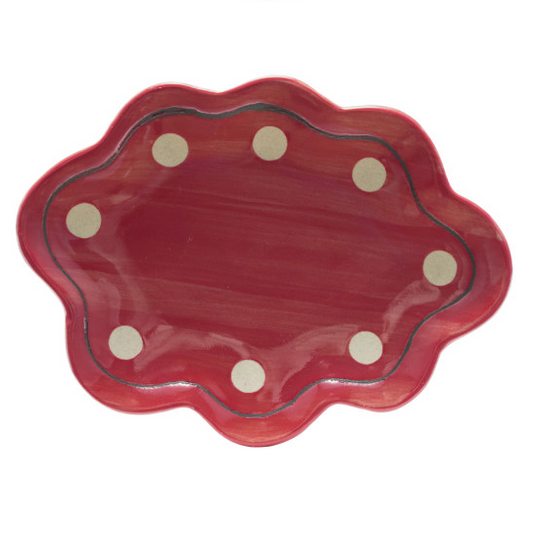 Red Scalloped Trinket Dish