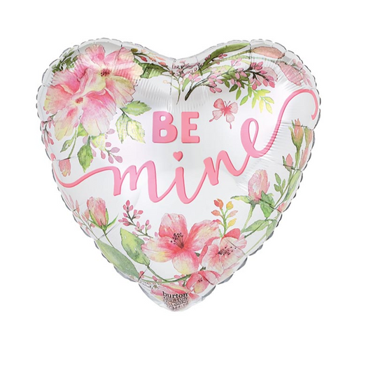 18" Be Mine Savanna Floral Heart Balloon