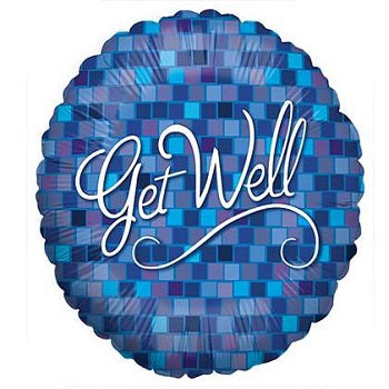 18" Blue Square Get Well