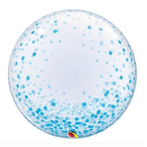 Large Blue Confetti Dot Bubble Balloon