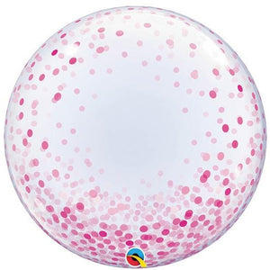 Large Pink Confetti Bubble Balloon