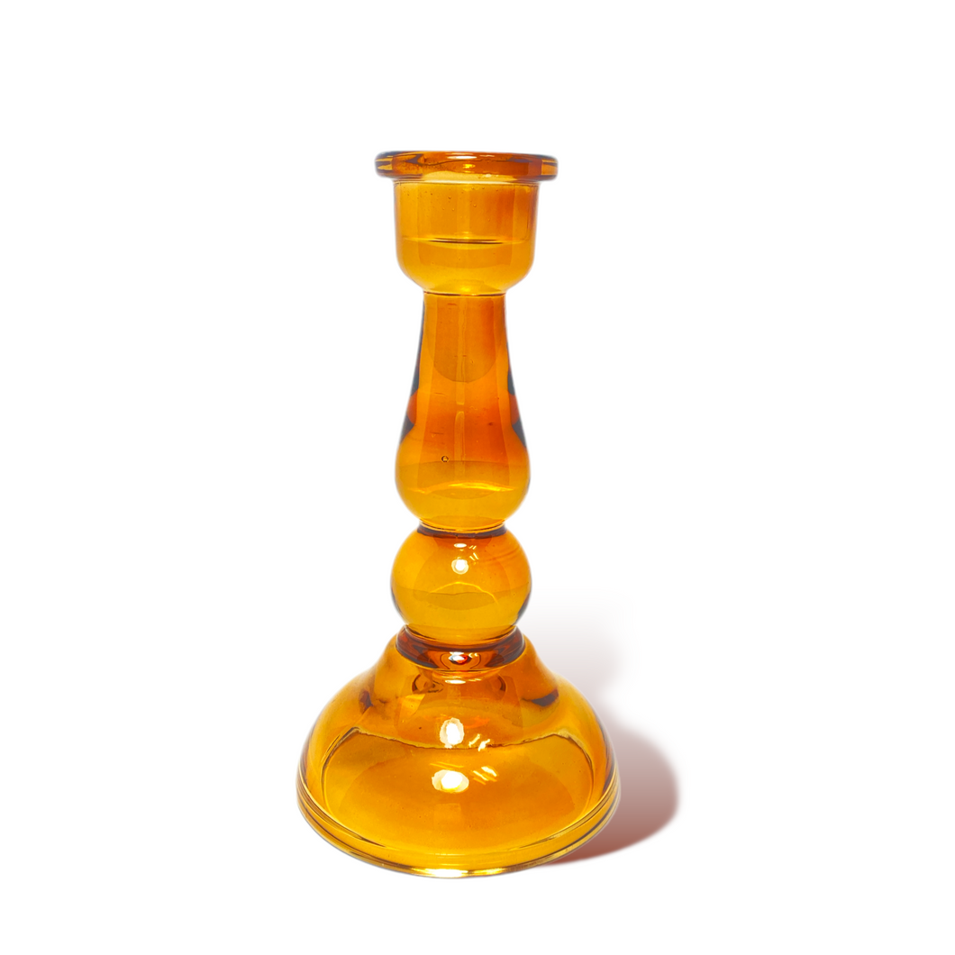Orange Tall Glass Taper Holder